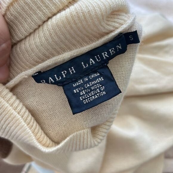Ralph Lauren Cashmere Suede Shoulder Turtleneck Sweater - Picture 8 of 8